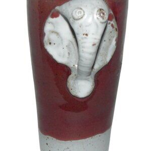 James Coffelt Unique Handmade Elephant Red Stoneware Tumbler Mug Vintage